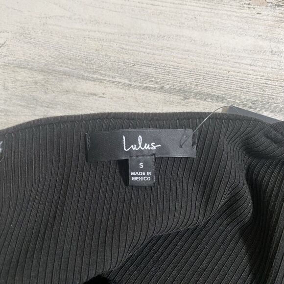 Lulus Sultry Side Black Ribbed One-shoulder Bodycon‎ Mini Dress - Small NWT - Picture 7 of 9